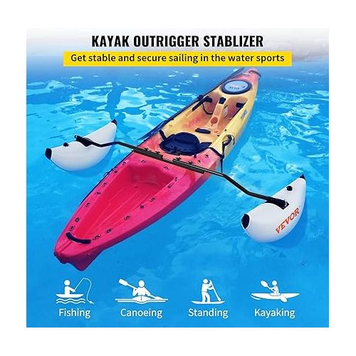  VEVOR Kayak Stabilizers, 2 PCS, PVC Inflatable Kayak Outrigger Float with Sidekick Arms Rod, Standing Float Stabilizer System Kit for Kayaks, Canoes, Fishing Boats