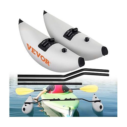  VEVOR Kayak Stabilizers, 2 PCS, PVC Inflatable Kayak Outrigger Float with Sidekick Arms Rod, Standing Float Stabilizer System Kit for Kayaks, Canoes, Fishing Boats