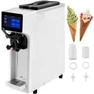 VEVOR Commercial Ice Cream Maker, 10-20L/H Yield, 1000W Countertop Soft Serve Machine with 4.5L Hopper 1.6L Cylinder Touch Screen Puffing Shortage Alarm, Frozen Yogurt Maker for Cafe Snack Bar, White