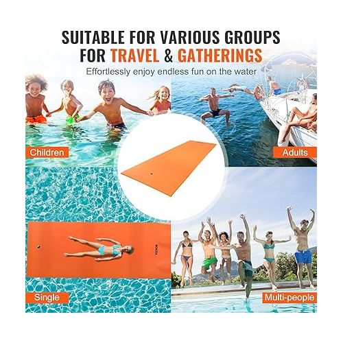  VEVOR Lily Pad Floating Mat, 9/12/18FT Floating Water Pad, 3-Layer Floating Dock for 660 to 1400lbs Adults Kids, Tear-Resistant XPE Foam Raft, Floating Island for Lake, Pool, Ocean, Beach, and Boating