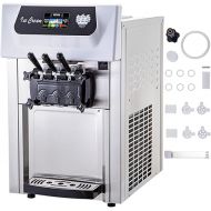 VEVOR Commercial Soft Ice Cream Machine, 3 Flavors Ice Cream Machine w/Pre-Cooling, 5.3-7.4 Gal/H Gelato Machine Commercial, 2200W Countertop Commercial Yogurt Maker Machine, w/LCD Intelligent Panel