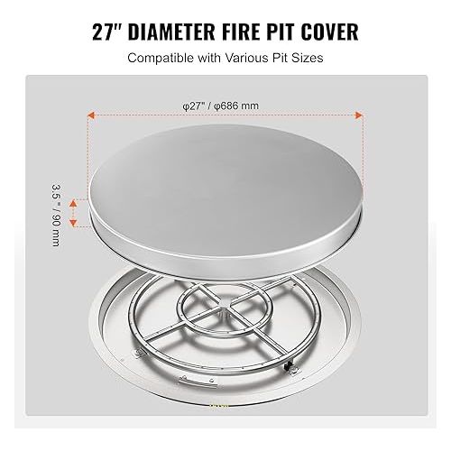  VEVOR Fire Pit Cover Lid, Compatible with The Solo Stove Bonfire 27