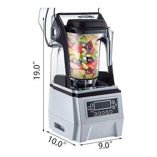  VEVOR 110V Commercial Smoothie Blenders 1.5L/50.7oz 1500W Countertop Silent Blender with Sound Shield, Quiet Blender Self-Cleaning, Includes Multifunctional 2-in-1 Wet Dry Blades, White