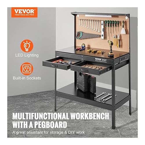  VEVOR Workbench A3 Steel Work Bench for Garage max. 1500W Heavy Duty Workbench 220lbs Weight Capacity 0.47