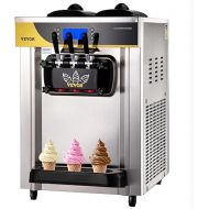 VEVOR Commercial Ice Cream Maker, 2x6L Hopper, 22-30L/H High Output, 2200W Soft Ice Cream Machine w/LCD Panel, Puffing & Shortage Alarm, Countertop Soft Serve Maker for Restaurant Home Party, Silver