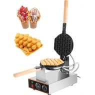 VEVOR Commercial Bubble Waffle Maker, 1400W Egg Bubble Puff Iron w/ 180° Rotatable 2 Pans & Wooden Handles, Stainless Steel Baker w/Non-Stick Teflon Coating, 50-250℃/122-482℉ Adjustable