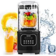 VEVOR Professional Blender with Shield, Commercial Countertop Blenders, 68 oz Jar Blender Combo, Stainless Steel 9 Speed & 5 Functions Blender, for Shakes, Smoothies, Peree, and Crush Ice, Black