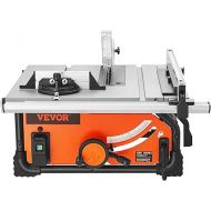 VEVOR Table Saw for Jobsite, 10-inch 15-Amp, 25-in Max Rip Capacity, Cutting Speed up to 4500RPM, 40T Blade, Portable Compact Tablesaw with Sliding Miter Gauge DIY Woodworking and Furniture Making