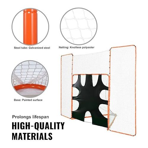  VEVOR Lacrosse Goal, Lacrosse Net, Portable Backyard Lacrosse Training Equipment, Steel Frame Training Net, Quick & Easy Setup Lacrosse Goal, Perfect for Youth Adult Training, Orange