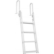 VEVOR Dock Ladder Flip Up 4 Steps, 350lbs Load Capacity, Aluminum Pontoon Boat Ladder with 4
