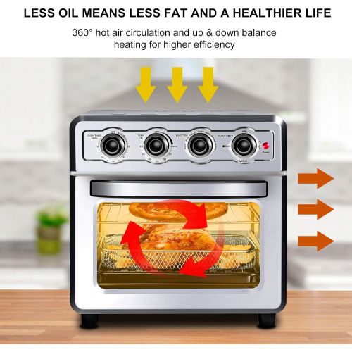  VEVOR Convection Oven Air Fryer, 18QT 7-in-1 Kitchen Oven,1700W,6 Slice Convection Air Fryer Countertop Oven with 4 Accessories, Simple to Clean Toaster Oven with Air Fryer, Stainl