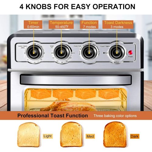  VEVOR Convection Oven Air Fryer, 18QT 7-in-1 Kitchen Oven,1700W,6 Slice Convection Air Fryer Countertop Oven with 4 Accessories, Simple to Clean Toaster Oven with Air Fryer, Stainl