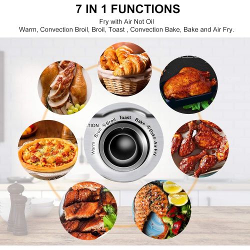  VEVOR Convection Oven Air Fryer, 18QT 7-in-1 Kitchen Oven,1700W,6 Slice Convection Air Fryer Countertop Oven with 4 Accessories, Simple to Clean Toaster Oven with Air Fryer, Stainl