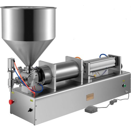  VEVOR Pneumatic Liquid Paste Filling Machine 1000-5000ml, Dual-use Cream Paste Filling Machine 40L Hopper, Paste Filler Stainless Steel Piston for Toothpaste Cream Shampoo