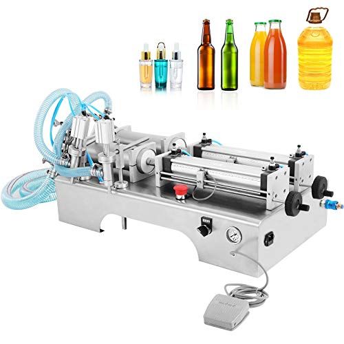  VEVOR Horizontal Liquid Filling Machine 100-1000ml, Pneumatic Liquid Filling Double Heads, Automatic Bottle Filler for High Viscosity Liquid and Paste