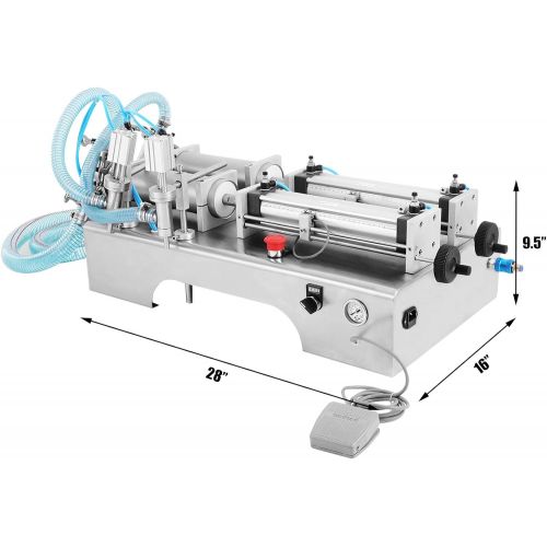  VEVOR Horizontal Liquid Filling Machine 100-1000ml, Pneumatic Liquid Filling Double Heads, Automatic Bottle Filler for High Viscosity Liquid and Paste