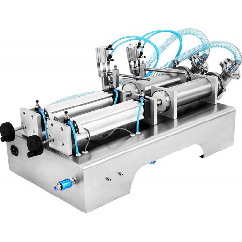  VEVOR Horizontal Liquid Filling Machine 100-1000ml, Pneumatic Liquid Filling Double Heads, Automatic Bottle Filler for High Viscosity Liquid and Paste