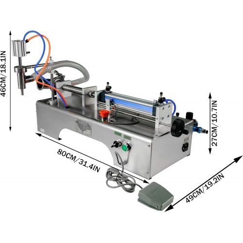  VEVOR Horizontal Pneumatic Liquid Filling Machine 10-300ml, Pneumatic Bottle Filling Machine Single Head, Semi-automatic Liquid Filler 0.4-0.6MP Air Pressure for Oil Water Liquids