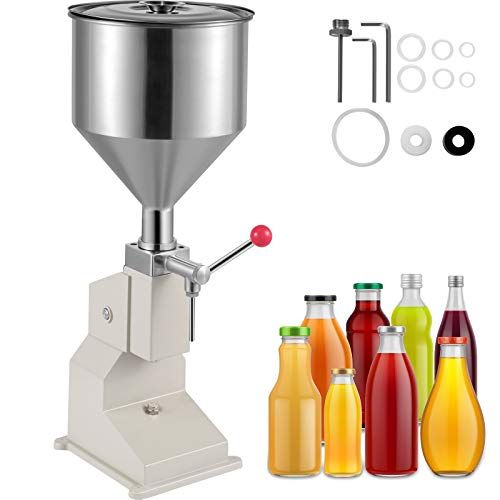  VEVOR Manual Liquid Filling Machine 5-110ml, Manual Filling Machine,adjustable Cream Filling Machine, Bottle Filler Machine with a 11.5 L Hopper for Filling Liquid, Perfume, Drink,