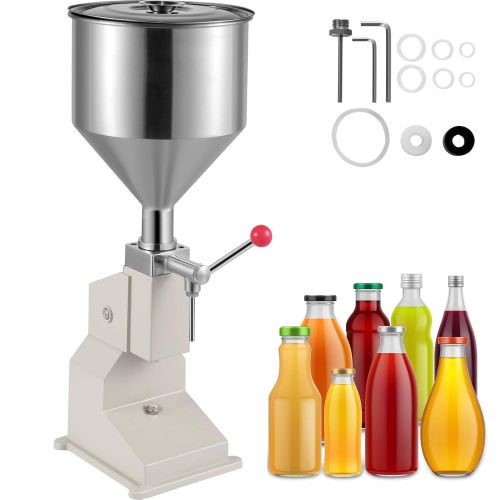  VEVOR Manual Liquid Filling Machine 5-110ml, Manual Filling Machine,adjustable Cream Filling Machine, Bottle Filler Machine with a 11.5 L Hopper for Filling Liquid, Perfume, Drink,