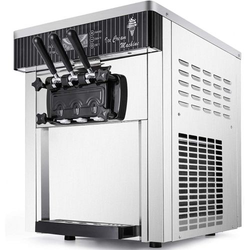  VEVOR Commercial Ice Cream Machine 5.3 to 7.4Gal per Hour Soft Serve with LED Display Auto Clean 3 Flavors Perfect for Restaurants Snack Bar, 2200W, Sliver