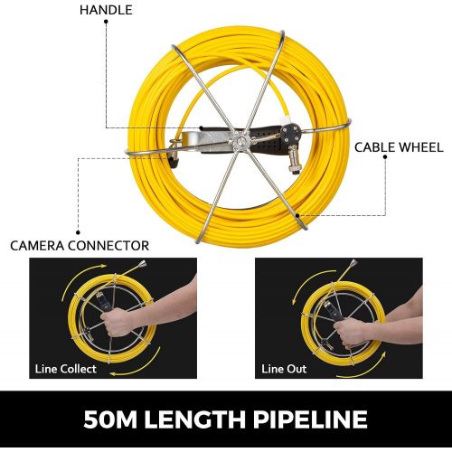  VEVOR 50M 9 Inch WiFi 23mm Pipe Inspection Camera 1000 TVL and 12 LED Lights Pipe Pipeline Inspection Camera with APP Taking Pictures Video Recording