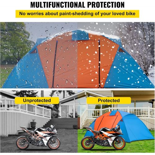  VEVOR Motorcycle Camping Tent, 3-4 Person Motorcycle Tent for Camping, Waterproof Backpacking Tent w/Integrated Motorcycle Port, Easy Setup Motorcycle Tent for Outdoor Hiking Hunti