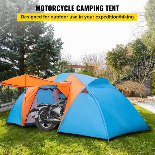  VEVOR Motorcycle Camping Tent, 3-4 Person Motorcycle Tent for Camping, Waterproof Backpacking Tent w/Integrated Motorcycle Port, Easy Setup Motorcycle Tent for Outdoor Hiking Hunti