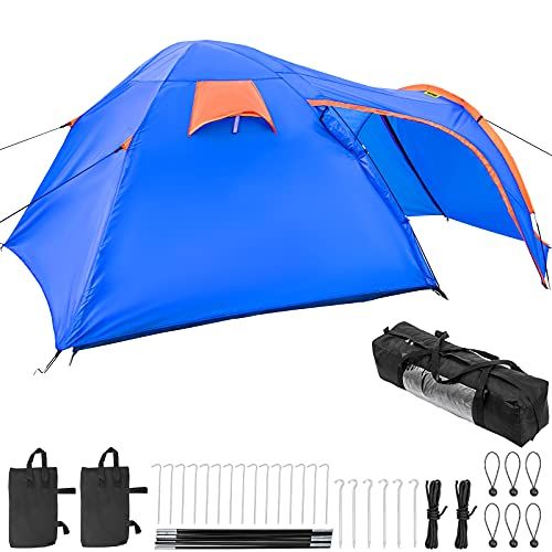  VEVOR Motorcycle Camping Tent, 2-3 Person Motorcycle Tent for Camping, Waterproof Motorcycle Tent w/Integrated Motorcycle Port, Easy Setup Motorbike Camping Tent for Outdoor Hiking