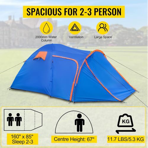  VEVOR Motorcycle Camping Tent, 2-3 Person Motorcycle Tent for Camping, Waterproof Motorcycle Tent w/Integrated Motorcycle Port, Easy Setup Motorbike Camping Tent for Outdoor Hiking