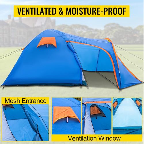  VEVOR Motorcycle Camping Tent, 2-3 Person Motorcycle Tent for Camping, Waterproof Motorcycle Tent w/Integrated Motorcycle Port, Easy Setup Motorbike Camping Tent for Outdoor Hiking