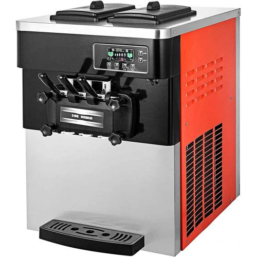  [아마존베스트]VEVOR 2200W Commercial Soft Ice Cream Machine 20 to 28L or 5.3 to 7.4Gal Per Hour LED Display Auto Shut Off Timer 3 Flavors Perfect for Restaurants, Orange