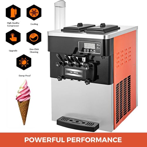  [아마존베스트]VEVOR 2200W Commercial Soft Ice Cream Machine 20 to 28L or 5.3 to 7.4Gal Per Hour LED Display Auto Shut Off Timer 3 Flavors Perfect for Restaurants, Orange