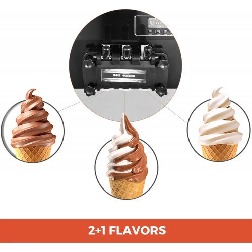  [아마존베스트]VEVOR 2200W Commercial Soft Ice Cream Machine 20 to 28L or 5.3 to 7.4Gal Per Hour LED Display Auto Shut Off Timer 3 Flavors Perfect for Restaurants, Orange