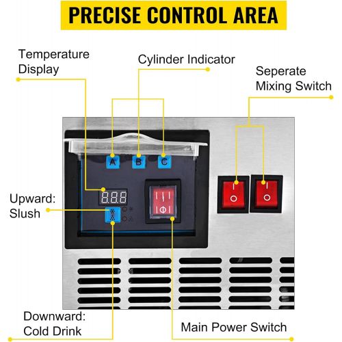  [아마존베스트]VEVOR 110V Slushy Machine 12Lx2 Bowl Frozen Drink 700W Margarita Maker for Supermarkets Restaurants Commercial Use, 24L, Sliver