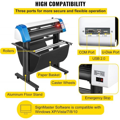  [아마존베스트]VEVOR Vinyl Cutter 28 inch Vinyl Cutter Machine Semi-Automatic DIY Vinyl Printer Cutter Machine Manual Positioning Sign Cutting with Floor Stand Signmaster Software