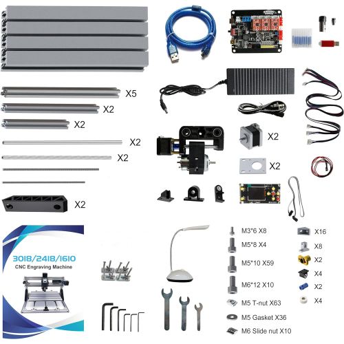  [아마존베스트]VEVOR CNC 1610 CNC Router Kit 3 Axis CNC Router Machine GRBL Control with ER11 and 5mm Extension Rod for Plastic Acrylic PCB PVC Wood Carving DIY Ideas(XYZ Working Area 160x100x40m