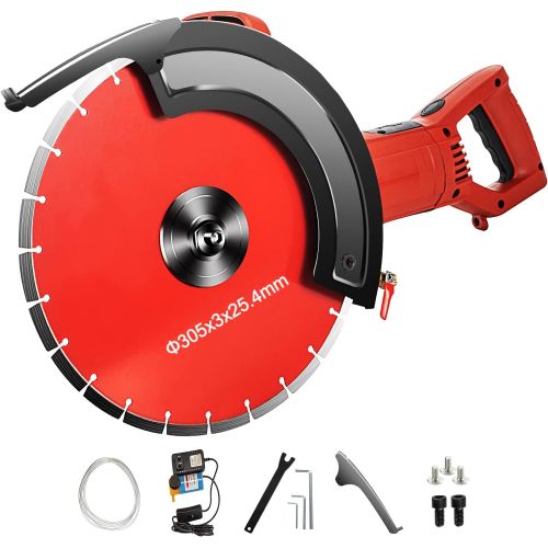  VEVOR Electric Concrete Saw, 12 Concrete Cutter, 15-Amp Concrete Saw, Electric Circular Saw with 12 Blade and Tools, Masonry Saw for Granite, Brick, Porcelain, Reinforced Concrete