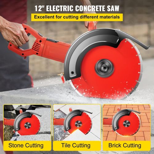  VEVOR Electric Concrete Saw, 12 Concrete Cutter, 15-Amp Concrete Saw, Electric Circular Saw with 12 Blade and Tools, Masonry Saw for Granite, Brick, Porcelain, Reinforced Concrete