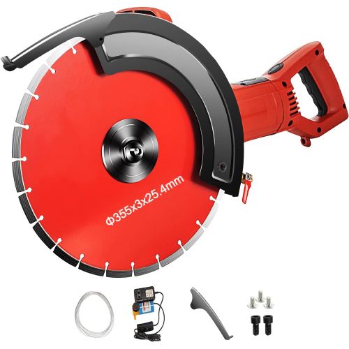  VEVOR Electric Concrete Saw, 14 Concrete Cutter, 15-Amp Concrete Saw, Electric Circular Saw with 14 Blade and Tools, Masonry Saw for Granite, Brick, Porcelain, Reinforced Concrete