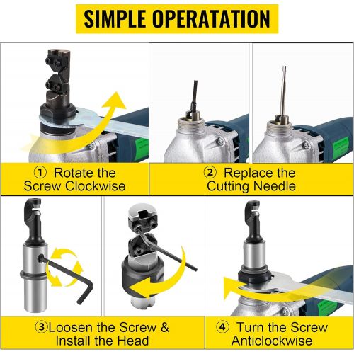  VEVOR Sheet Metal Nibbler 380W, Electric Metal Nibbler 1800RPM High Speed Rotor 0.07in/1.8mm, Metal Nibbler Cutter w Replaced Blades Storage Case for Cutting Stainless Steel, Alumi