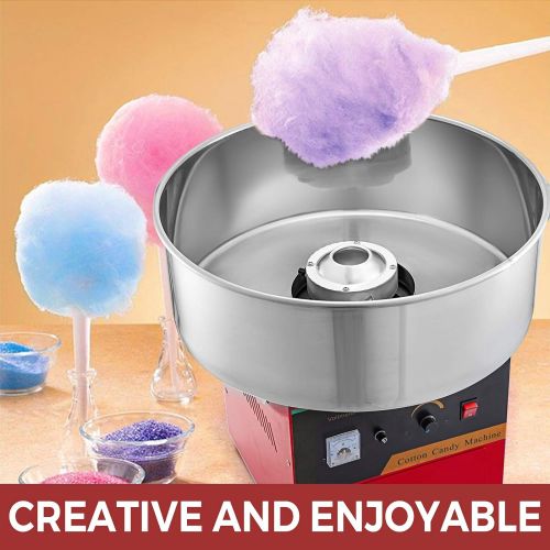  [아마존베스트]Vevor Candy Floss Machine Stainless Steel Electric Candy Floss Machine 54 x 54 x 45 cm Candy Floss Machine for Home Red Coloured Sugar for Floss Machine 1000W