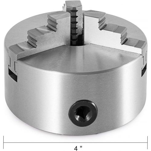  VEVOR Lathe Chuck 4 Inch Wood Turning Chuck Self-centering 3 Jaw Lathe Chuck 2 Set of Jaws (4 inch)