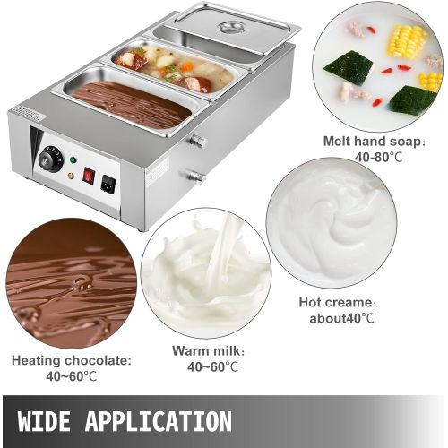  VEVOR 17.6 Lbs Chocolate Tempering Machine, Chocolate Melting Machine with Temperature Control (0~80℃/32~176℉)，1000W Electric Commercial Food Warmer For Chocolate/Milk/Cream/Soup M