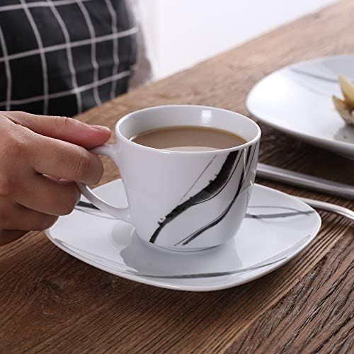  VEWEET Tafelservice Teresa aus Porzellan 60 teilig | Kombiservice beinhatlet Kaffeetassen 175 ml, Untertasse, Dessertteller, Speiseteller und Suppenteller| Komplettservice fuer 12 P