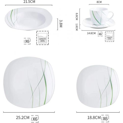  VEWEET, Tafelservice Aviva aus Porzellan 30 teilig | Kombiservice beinhaltet Kaffeetassen 175 ml, Untertasse, Dessertteller, Speiseteller und Suppenteller| Komplettservice fuer 6 Pe
