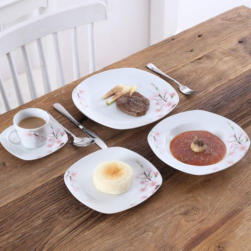  VEWEET Tafelservice Annie aus Porzellan 30 teilig | Kombiservice beinhatlet Kaffeetassen 175 ml, Untertasse, Dessertteller, Speiseteller und Suppenteller| Komplettservice fuer 6 Per