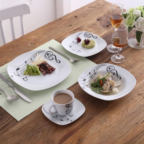  VEWEET, Tafelservice Melody aus Porzellan 18/36-teilig Geschirr Set, 20/40-teilig Fruehstuecksservice, 24/48-teilig Tafelservice, 30/60-teilig Kombiservice Tafelservice Set (60-teili