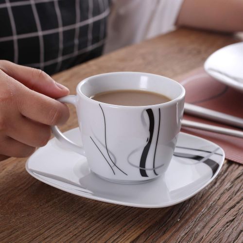  VEWEET Tafelservice Fiona aus Porzellan 60 teilig | Kombiservice beinhatlet Kaffeetassen 175 ml, Untertasse, Dessertteller, Speiseteller und Suppenteller| Komplettservice fuer 12 Pe