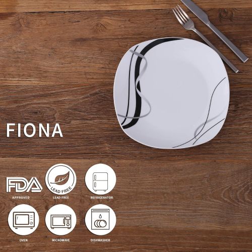  VEWEET Porzellan Dessertteller Fiona 6-teilig Set | Durchmesser 19,2 cm | Erganzung zum Tafelservice Fiona | Kuchenteller fuer 6 Personen